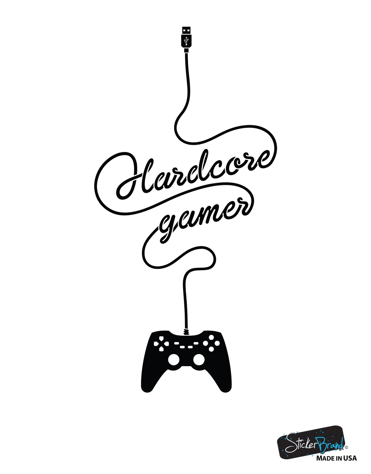 Hardcore Gamer Wall Decal Sticker. Perfect for Xbox / Playstation Gamer #6098