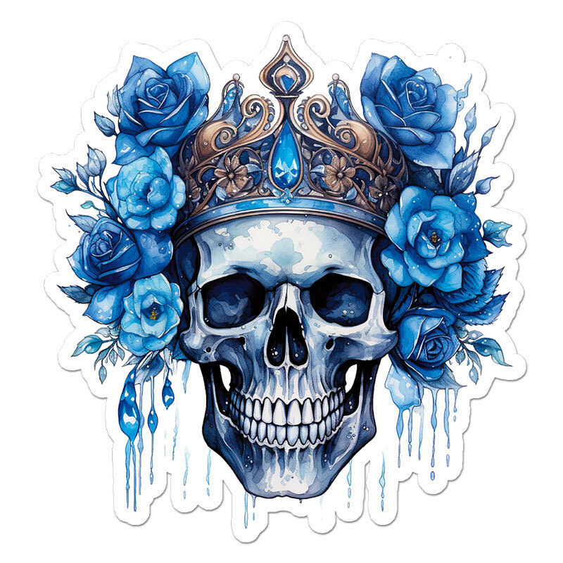 Skull King Crown Queen, Vinyl Decal Sticker, Indoor Outdoor, 3 Sizes, #11591