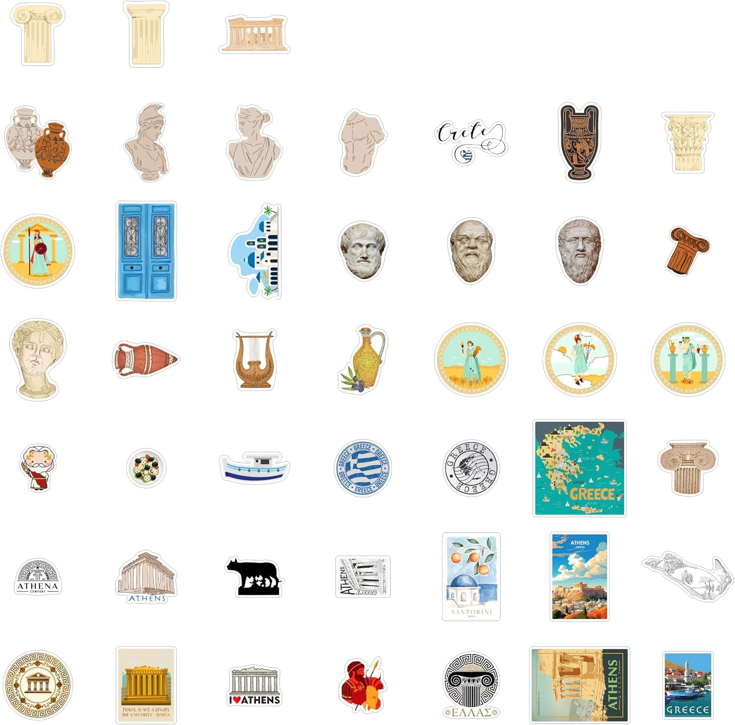 Greece Stickers for Water Bottle and Laptop – Greece Decorations and Party Favor
