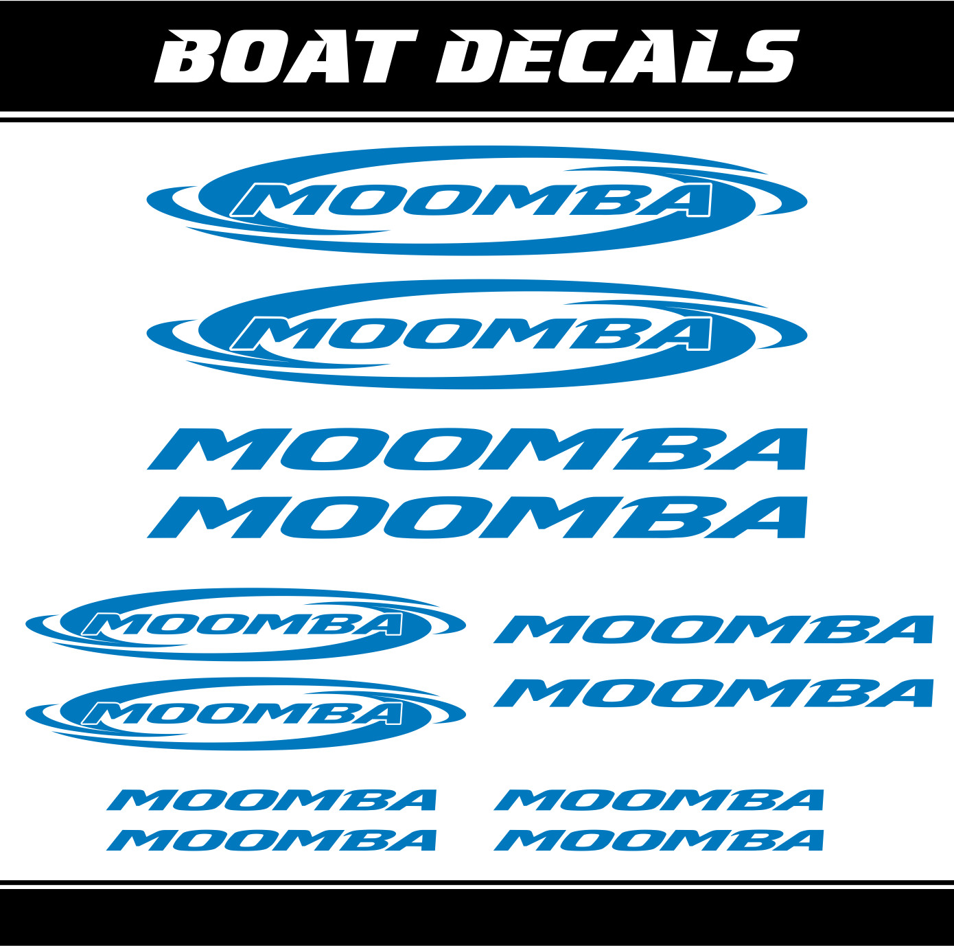 Moomba boat sticker set 12x replacement wakeboard decal marine vinyl ORACAL
