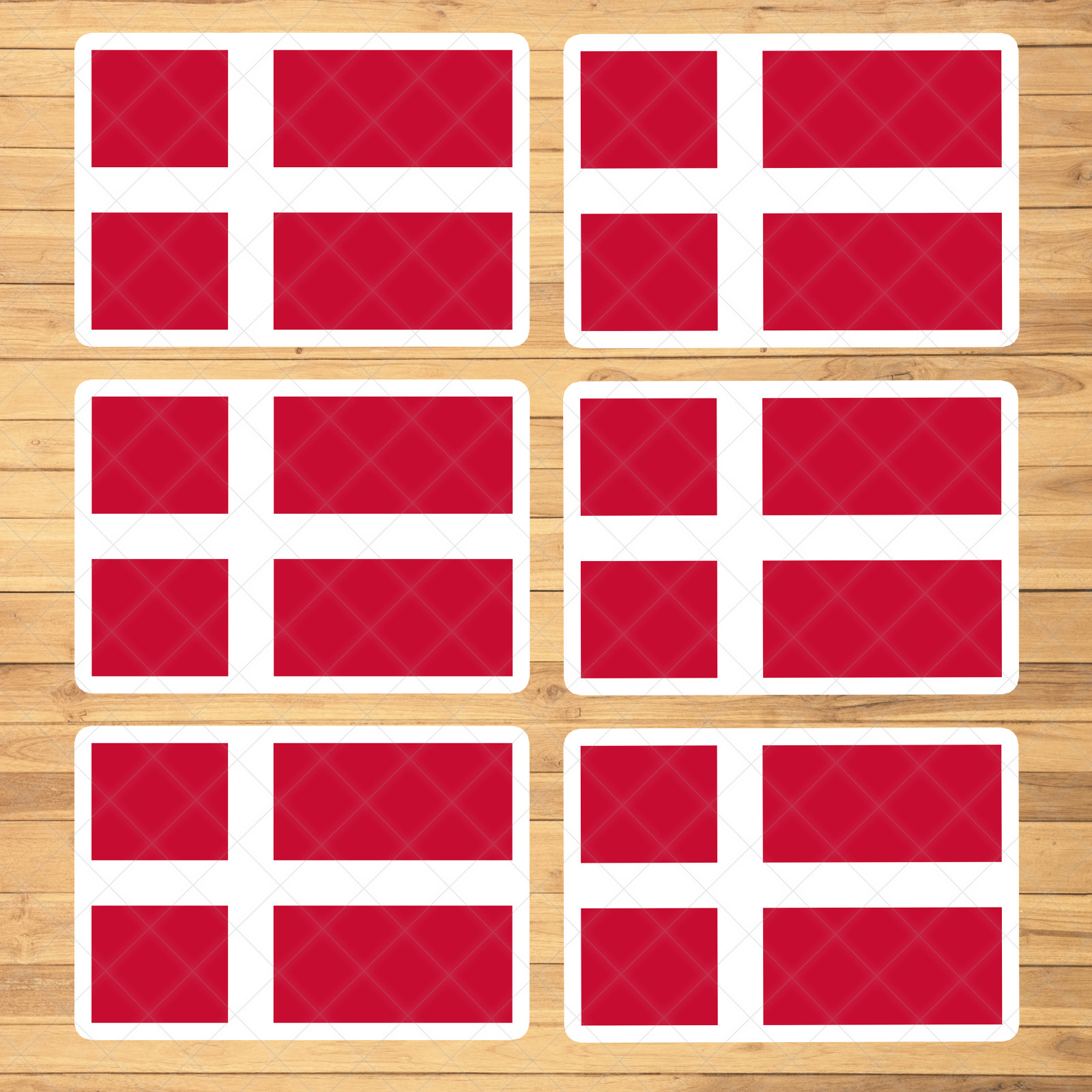 6-Pack Denmark Flag Vinyl Stickers – Durable Decals for Indoor/Outdoor Use