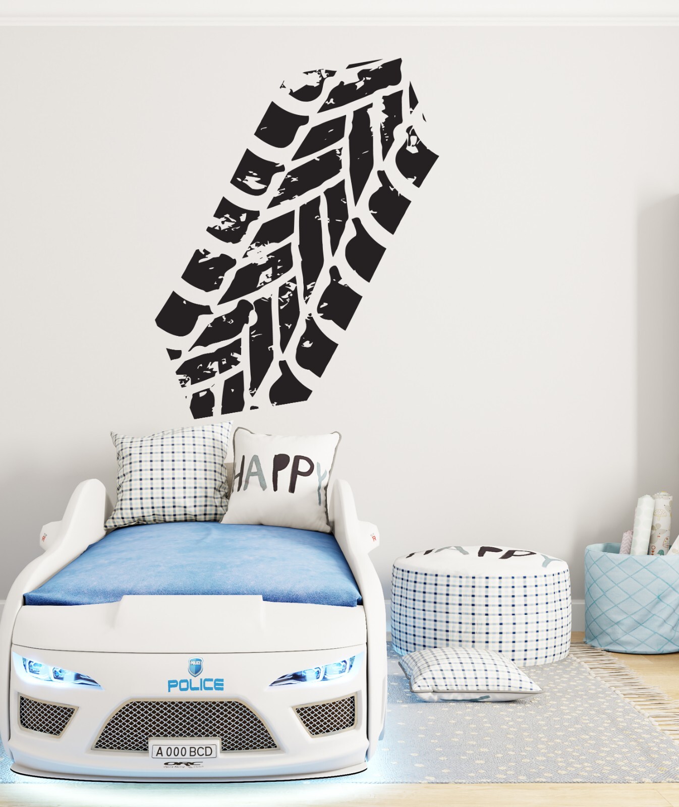 Tire Tracks Wall Decal, Race to Style with Tire Tracks Wall Decals se196