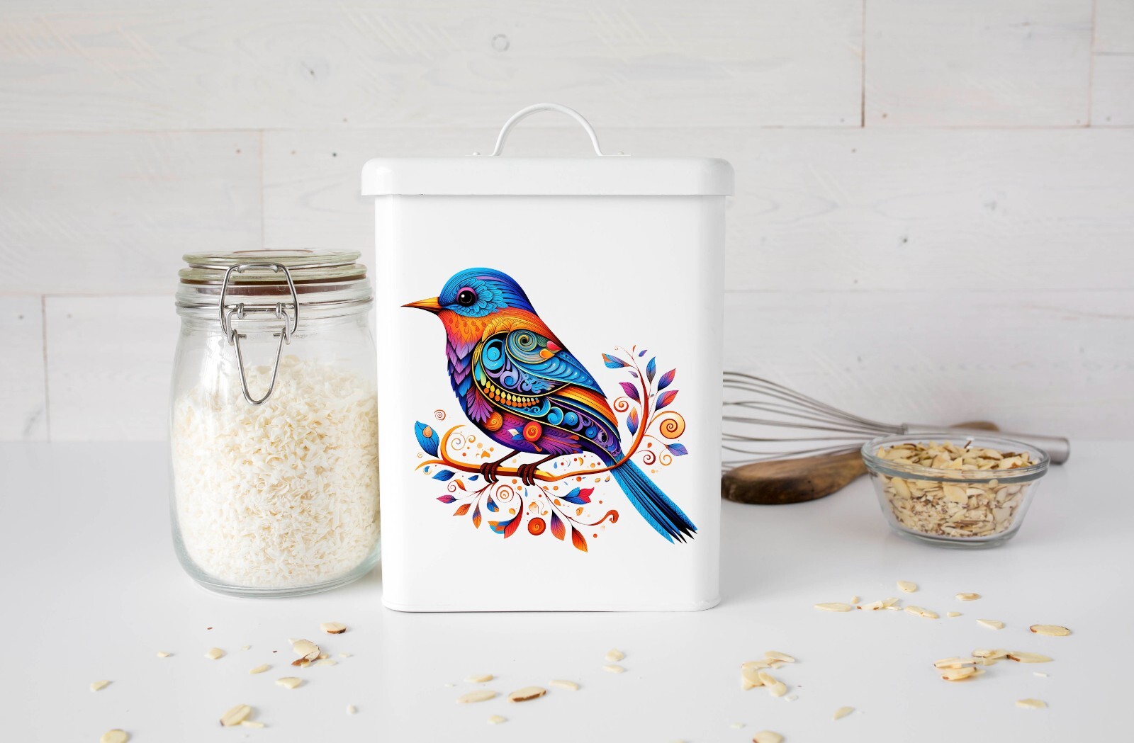 Colorful Doodle Bird UV DTF Transparent Sticker / Decal
