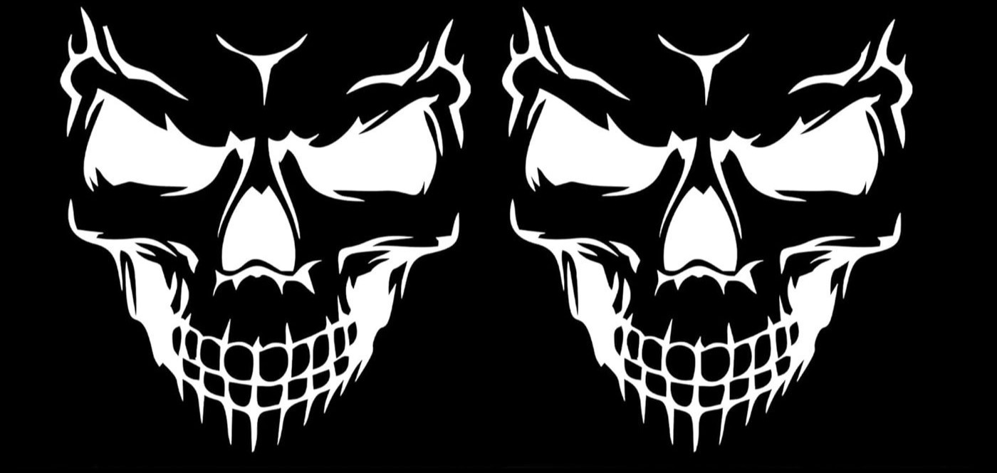 Skull Skeleton 2 PK of 5" Vinyl Decals Car Truck Motorcycle Bike Helmet Window
