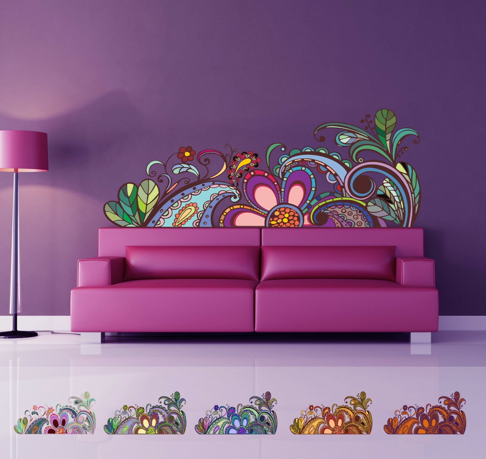 Flowers Decal, Bouquet Wall Sticker, Plant Wall Decal, Flower Garden Home Décor