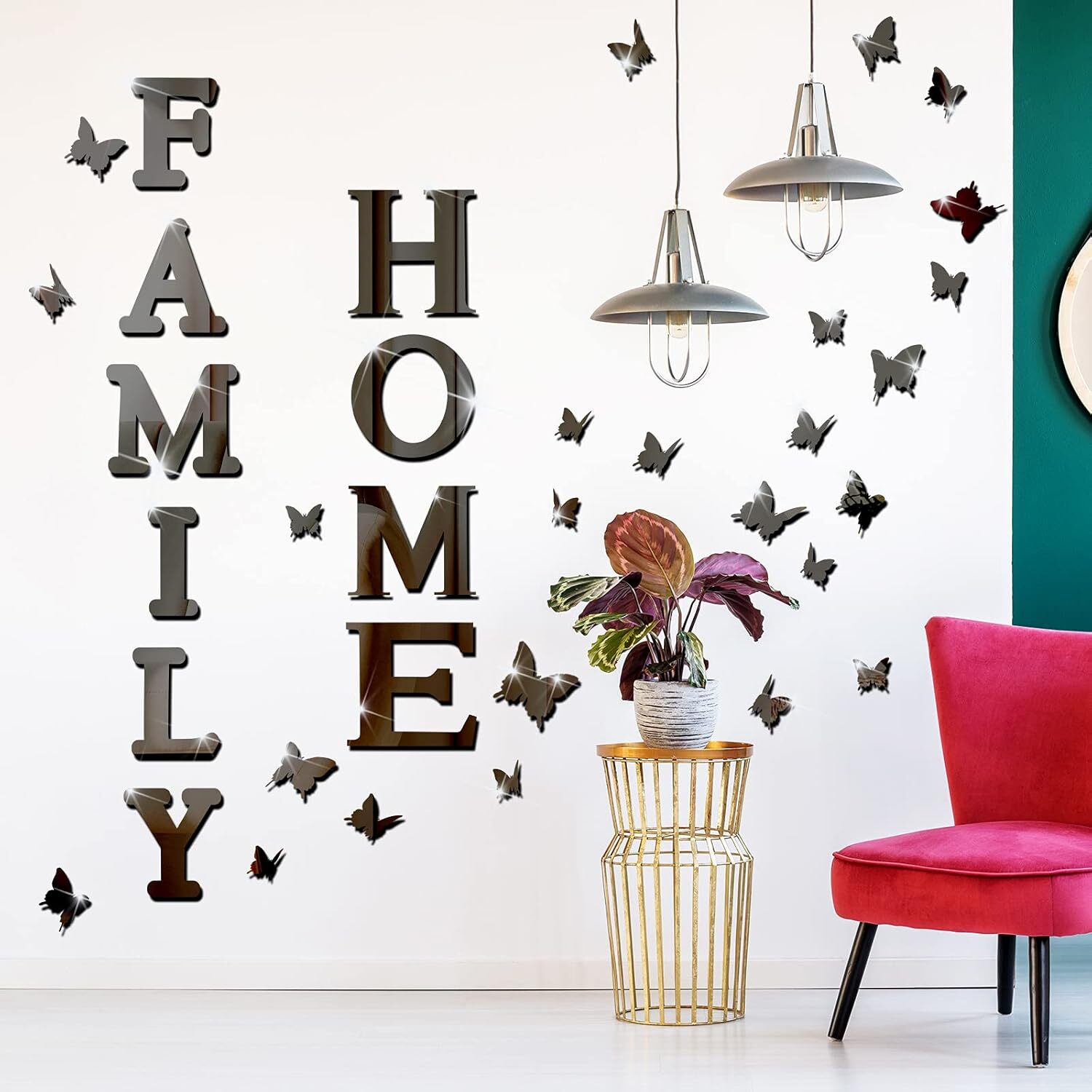Outus 3D Family Home Sign Letters Living Room Decor Rustic Black