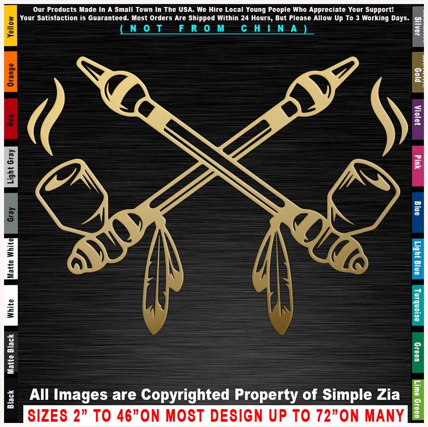 Native American Two Peace Pipes Sticker Decal