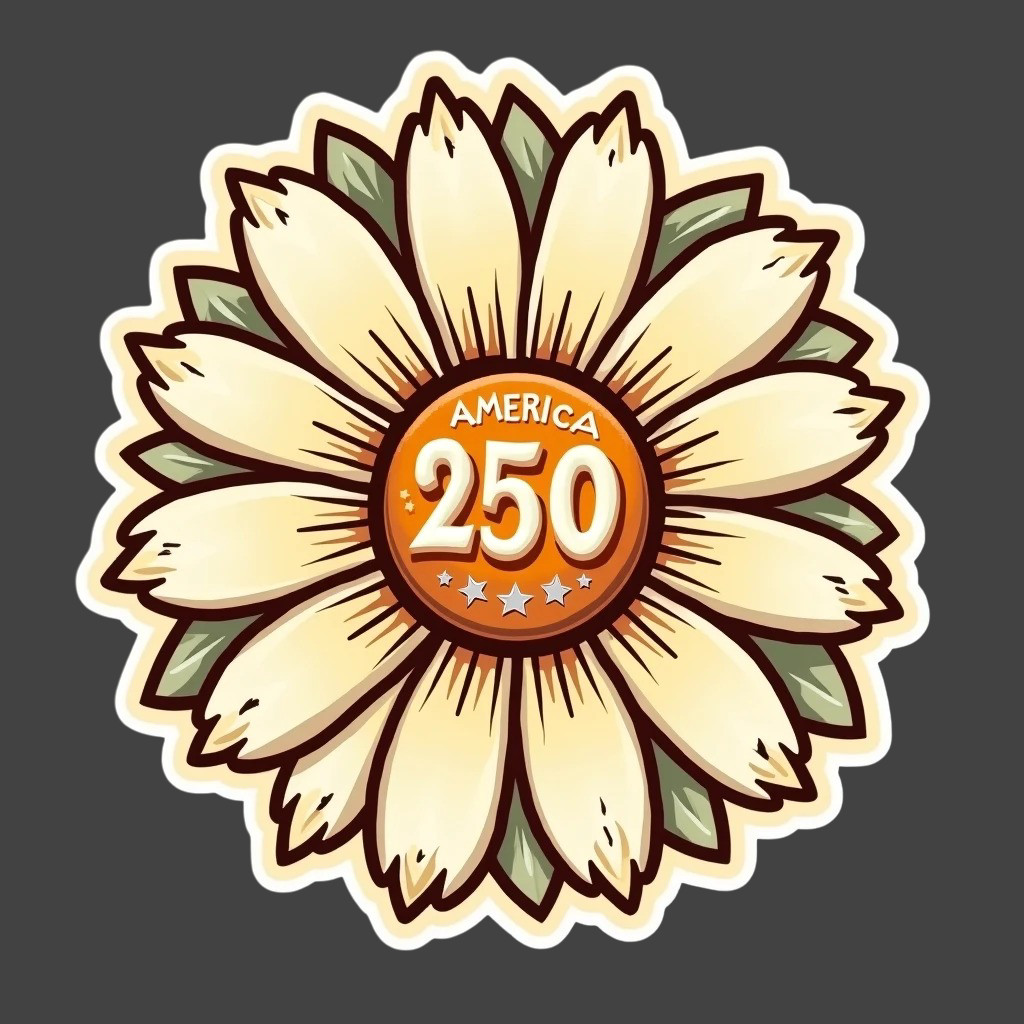 250 Years Sticker Vinyl Decal Daisy Flower America Patriotic USA