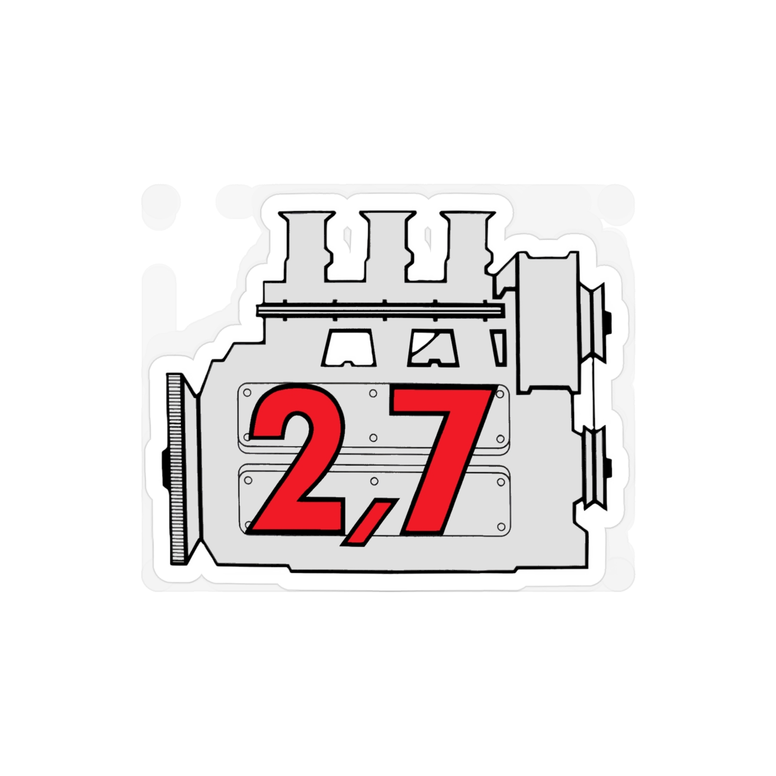 70-90 Porsche 914-6 911 Flat Six Engine Red 2.7L Rear Window Decal Sticker
