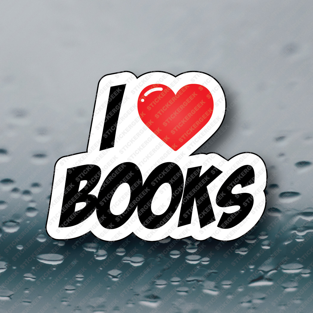 I LOVE HEART BOOKS Laptop Tablet Notebook Tumbler Water Bottle Sticker