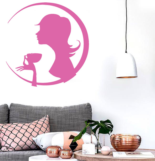 Vinyl Decal Silhouette Slim Beauty Girl Drinks Coffee Wall Sticker (n609)