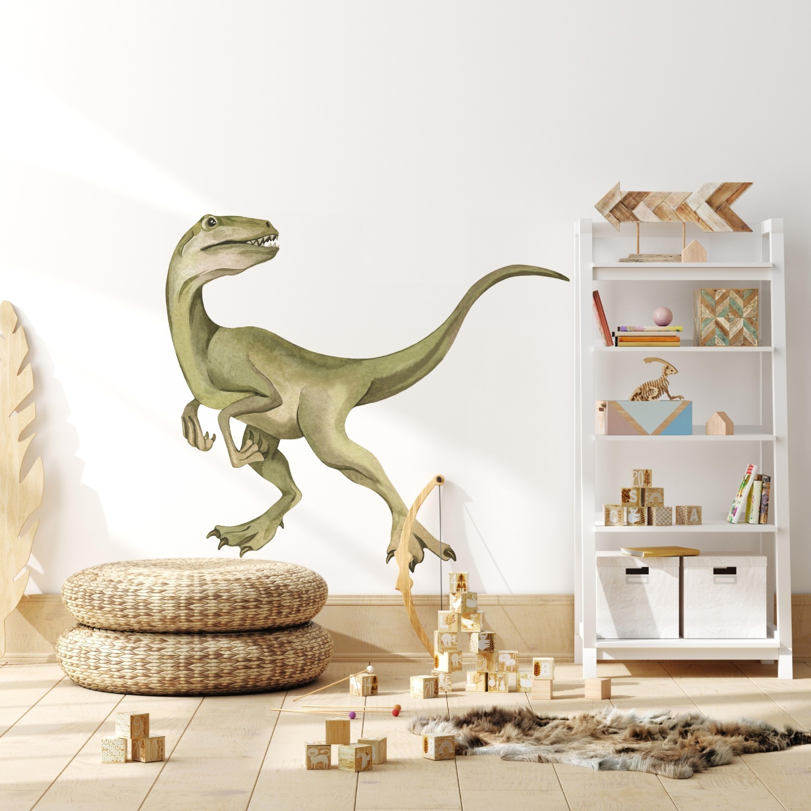 Velociraptor Dinosaur Wall Decal Dino Removable Wall Art for Kids Boys Room