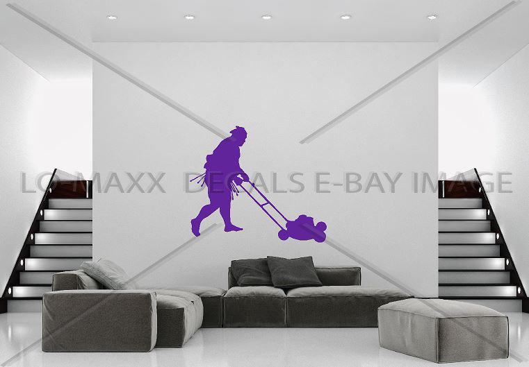 Sumo Wrestler Cutting Grass Lawn Maintenance Weekend Warrior Die Cut Vinyl Decal