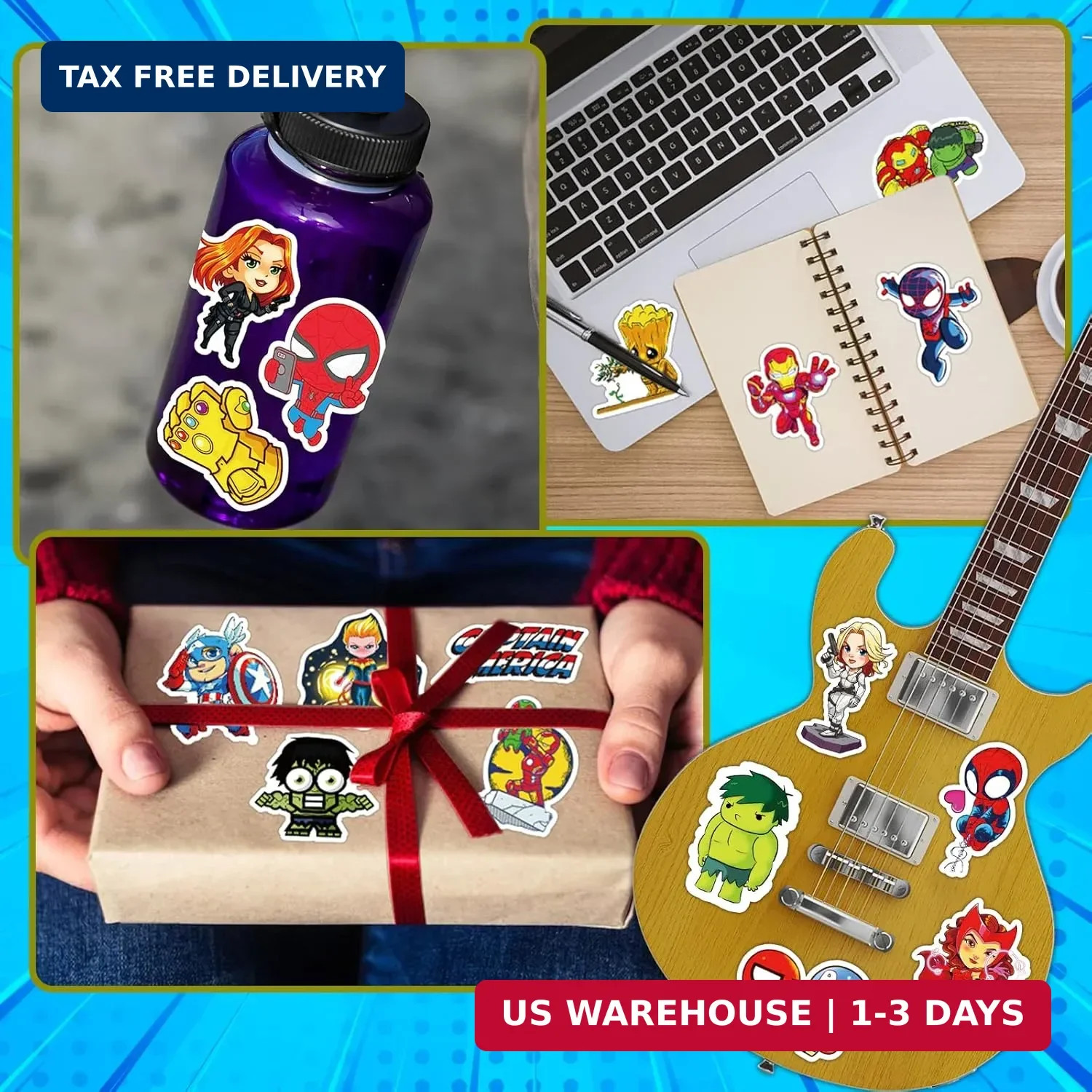 200PCS Cool Character Stickers for Water Bottles Skateboard Luggage Laptop Bumpe