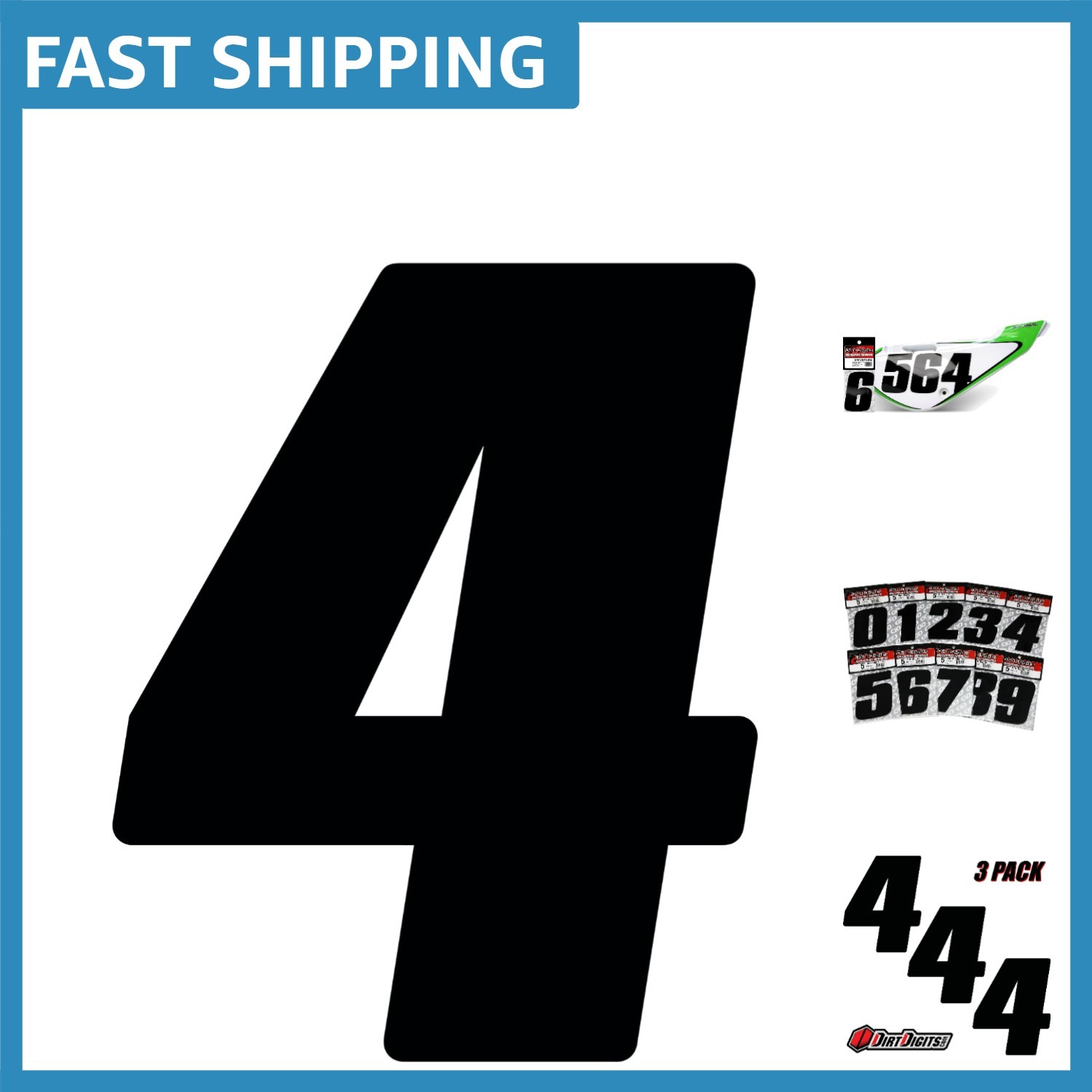 Durable 3 Pack of High-Gloss 5.5" Vinyl Number 4 – Perfect for Racing Events