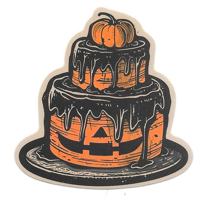 Halloween Pumpkin Cake Sticker Die Cut Vinyl Spooky Fall Scrapbooking Journal