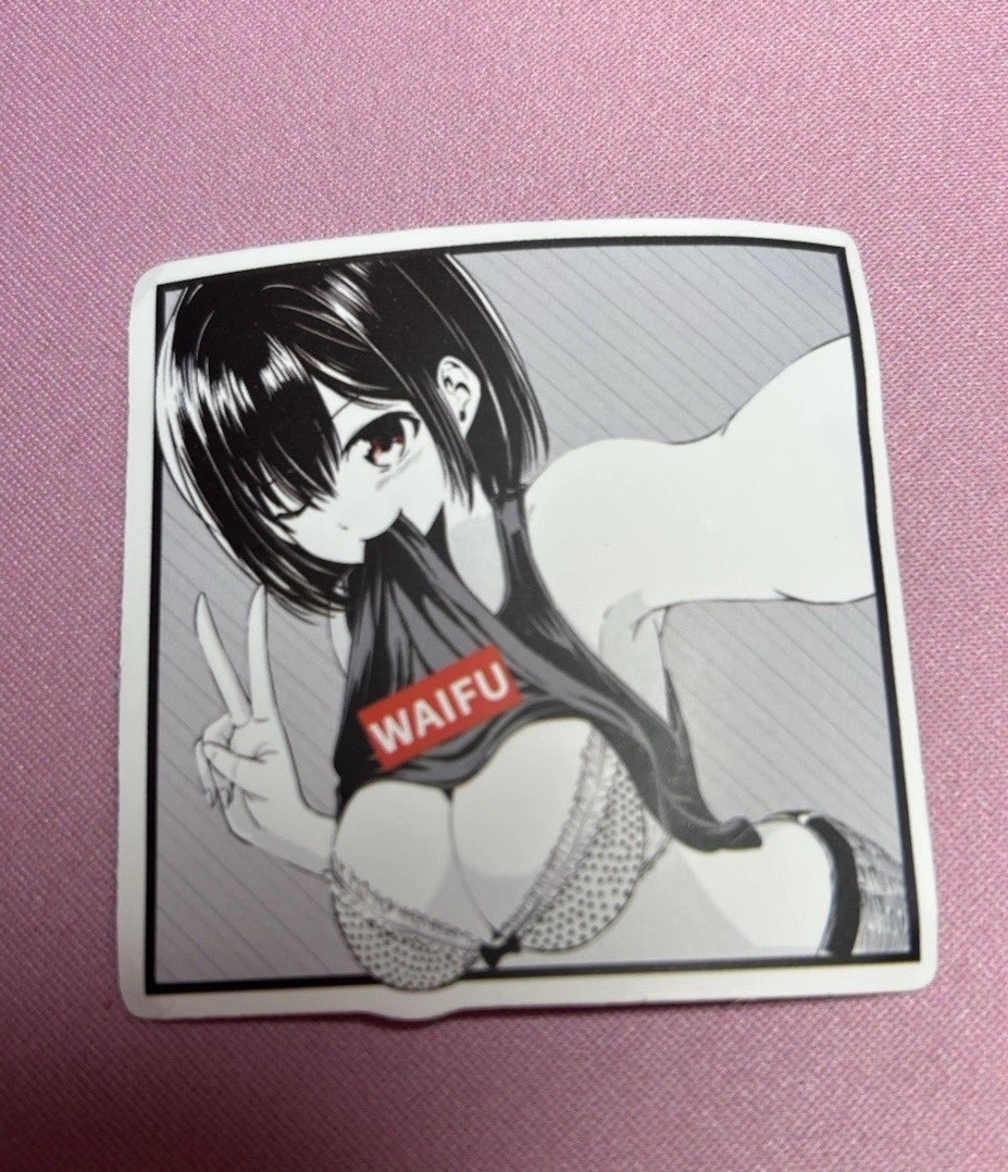 black and white waifu lewd stickers #6