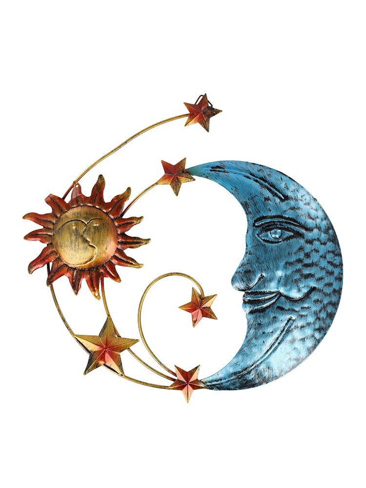 Charming Outdoor/Indoor Metal Moon and Sun Wall Decor Enchanting Design