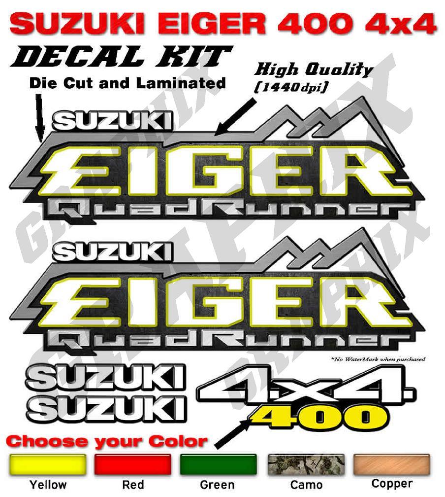 Suzuki Eiger 400 4×4 OEM ATV Camo Tank decal sticker emblem King Quad QuadRunner