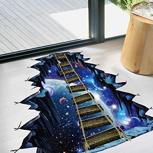 Blue Galaxy Bridge Wall Sticker,3D Outer Space Decorations Decal for Home Dec…