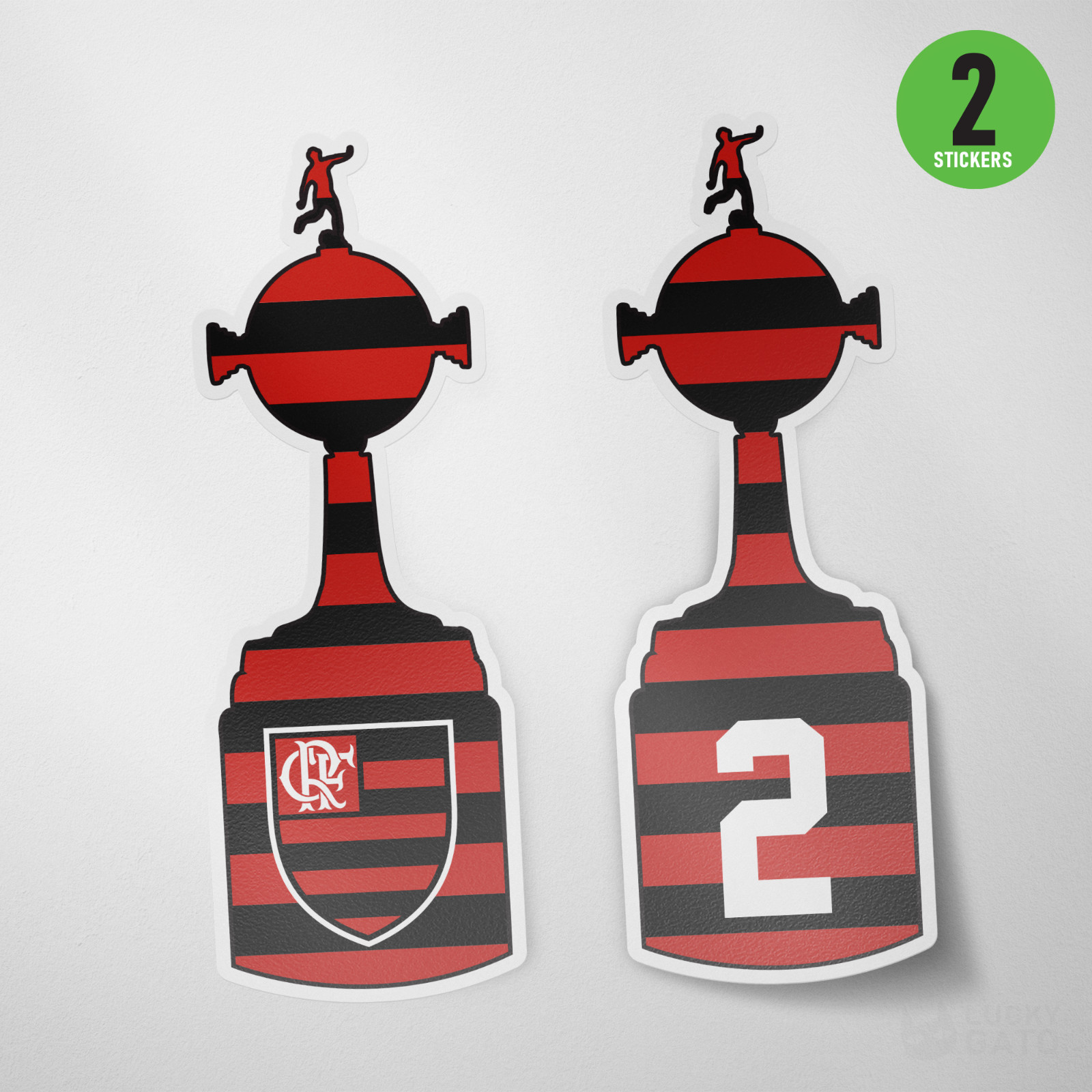 Two Flamengo Campeao Copa Libertadores Brazil Sticker Adesivo Decal America