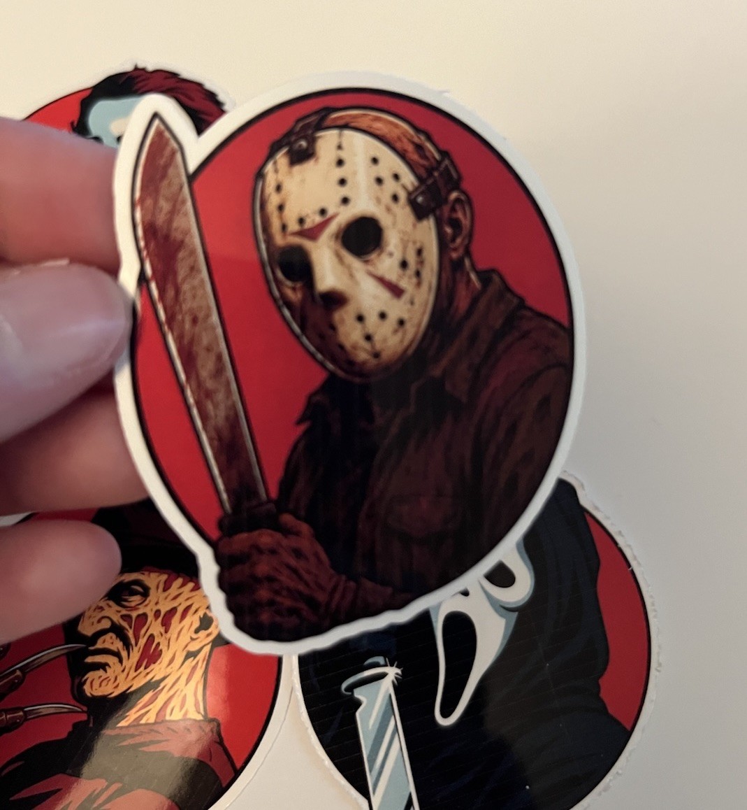 Horror Movie Killer Sticker Pack Michael Myers Jason Freddy Ghostface 4pc