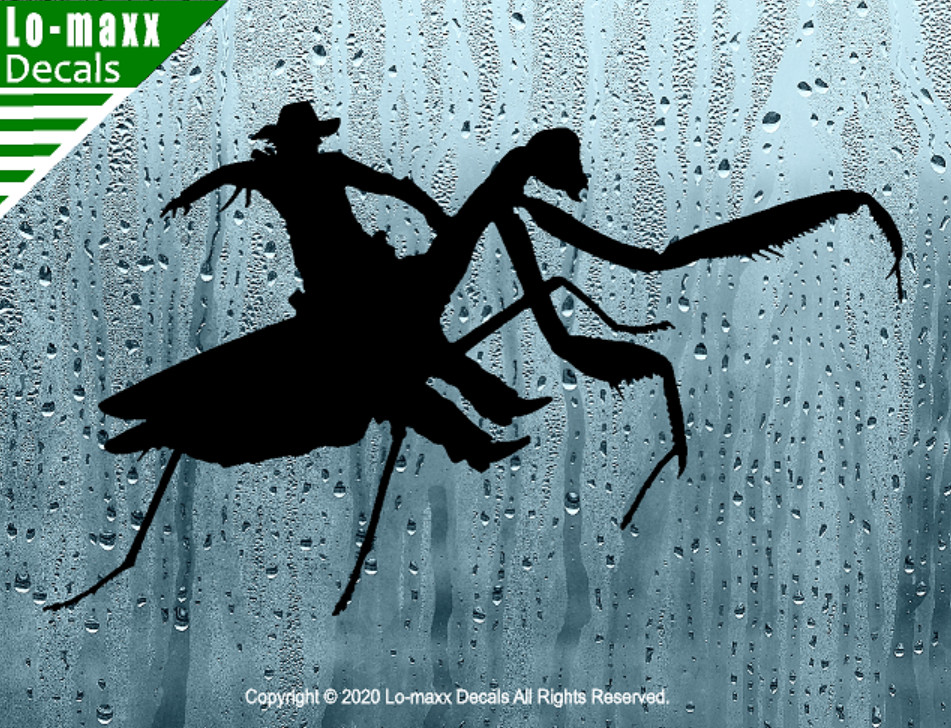 Praying Mantis Rodeo Country Western Insect Humor Design Die Cut Vinyl Decal