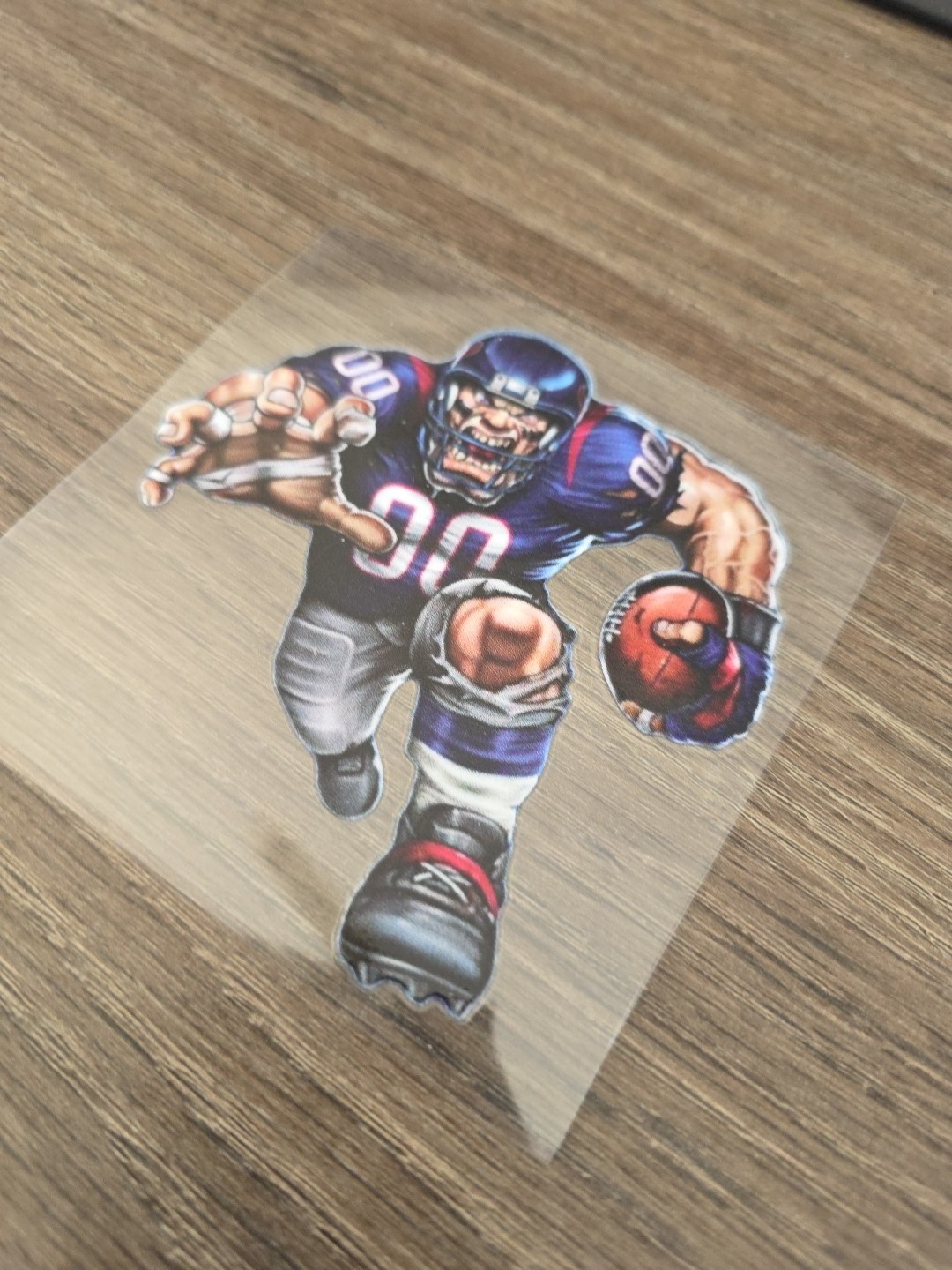 Texans Running Football Player Raised Full Color UV DTF Sticker Decal 4in X 4in