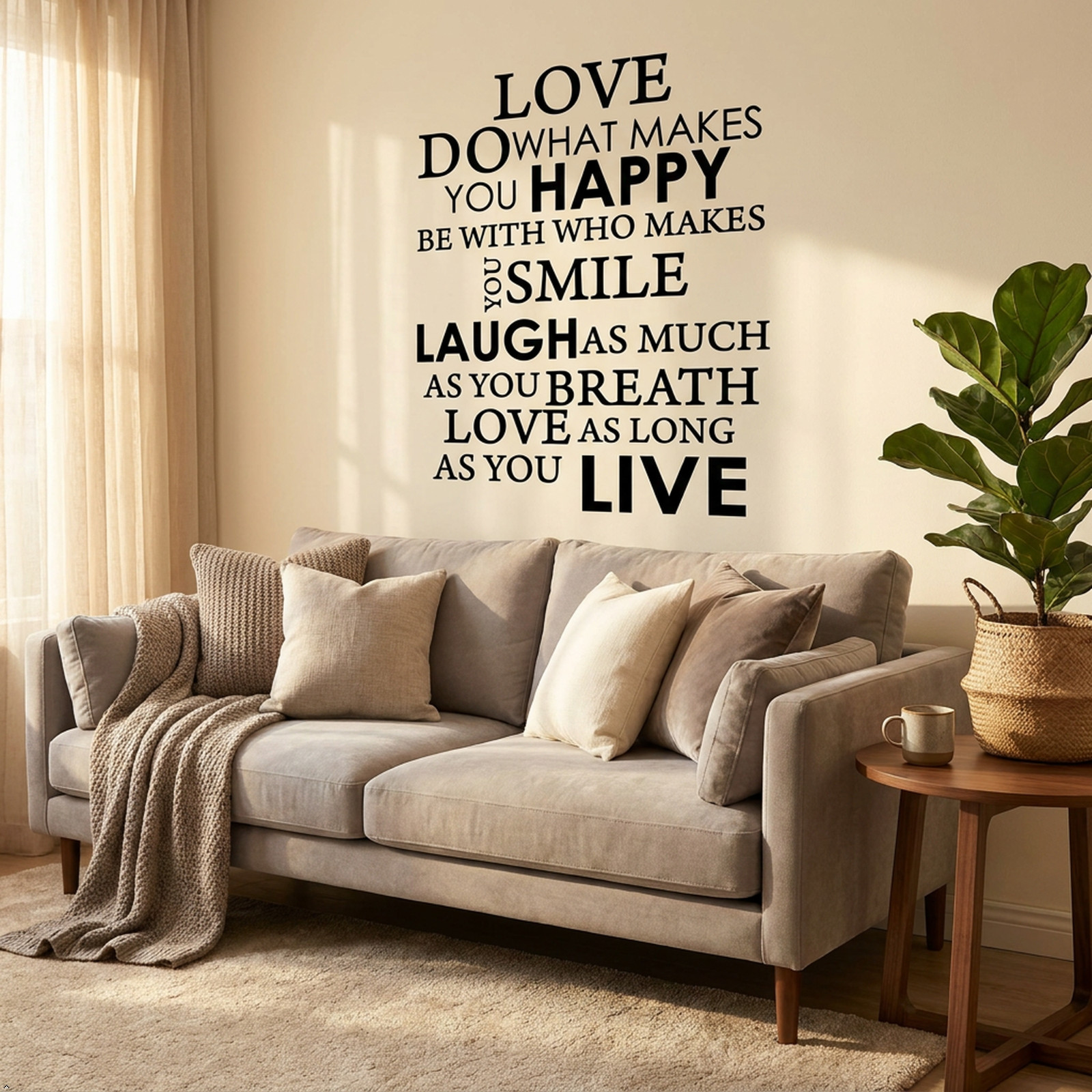 Happy Live Laugh Love Smile Vinyl Wall Art Inspirational Quotes Saying Art Decal