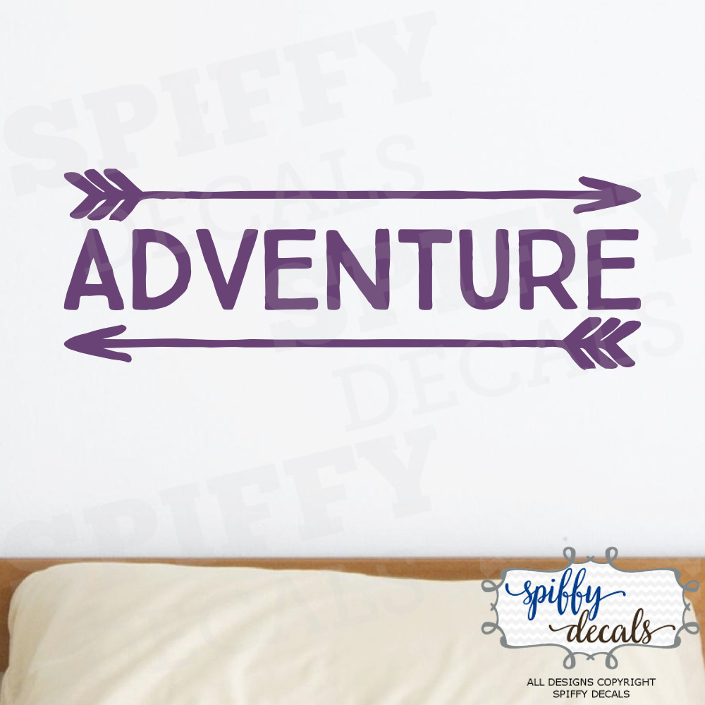 Adventure Awaits Arrow Vinyl Wall Decal Decor Design Sticker Lettering Quote