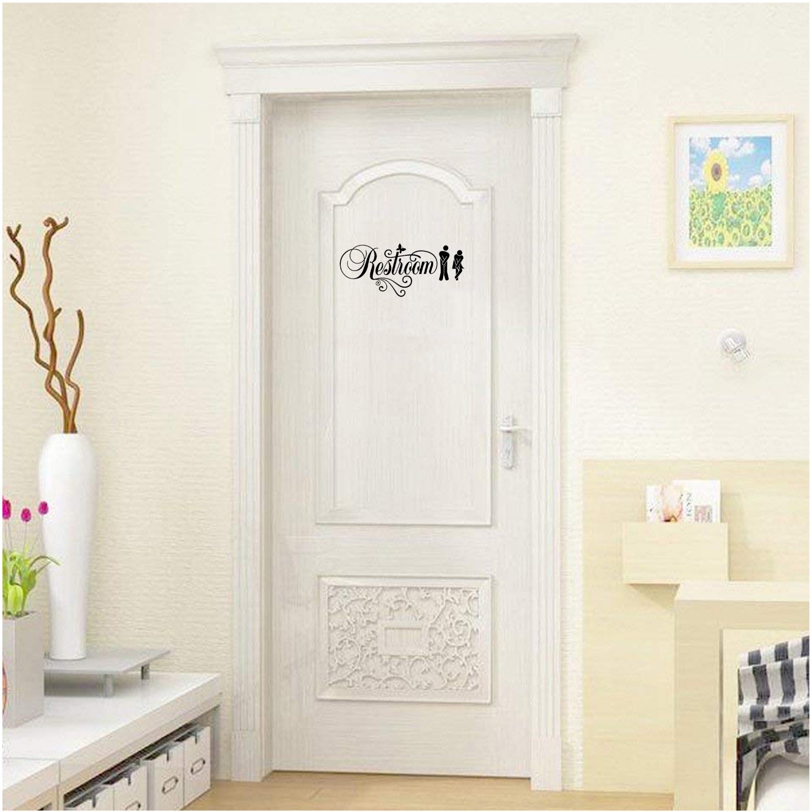 Restroom vinyl Sticker door Bathroom Sign Men Women Restroom Art Decal 067