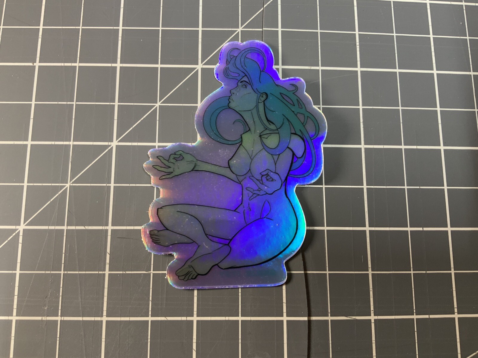 Meditate 3” Holographic￼ Vinyl Sticker Johnny Larson Street Art Mind Zen Spirit