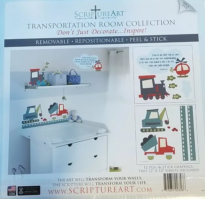 ScriptureArt Kids Wall Decals ~ Trains Planes Dump Trucks ~ TRUST IN THE LORD