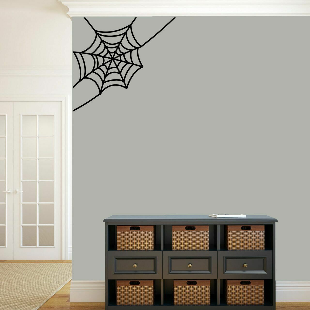 Corner Spider Web Wall Decal – Holiday Spooky Wall Art Accents Decals Stickers