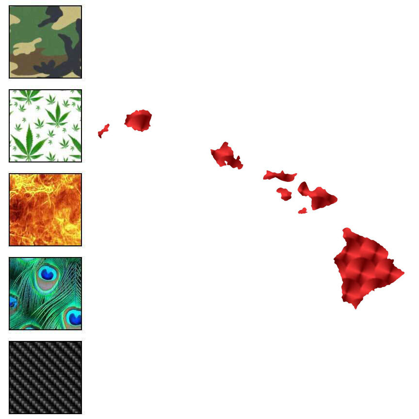 Hawaii Hawaiian Islands, Vinyl Decal Sticker, 40 Patterns & 3 Sizes, #6367