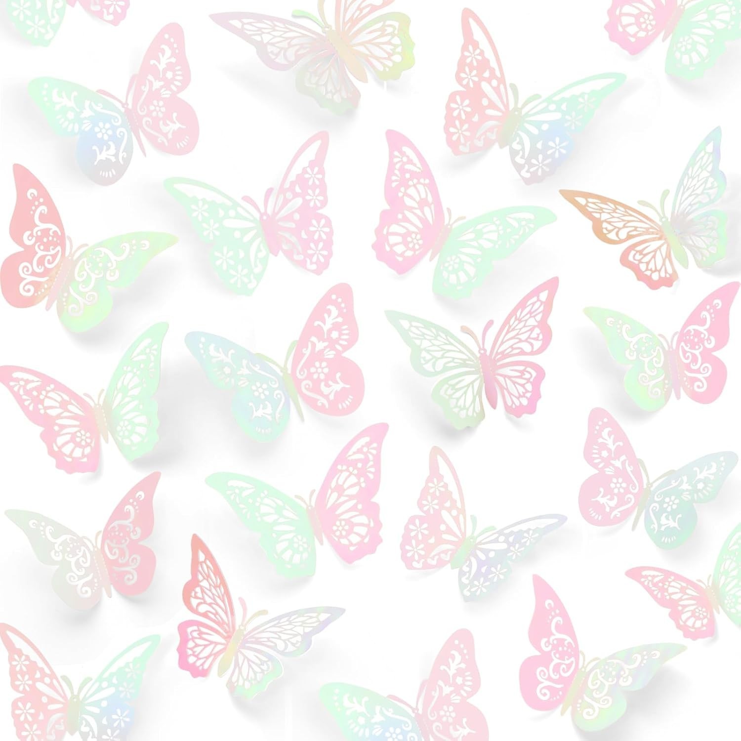 Gorgeous 60 Pcs 3D Laser Pink Butterfly Wall Decor – Perfect for All Occasions