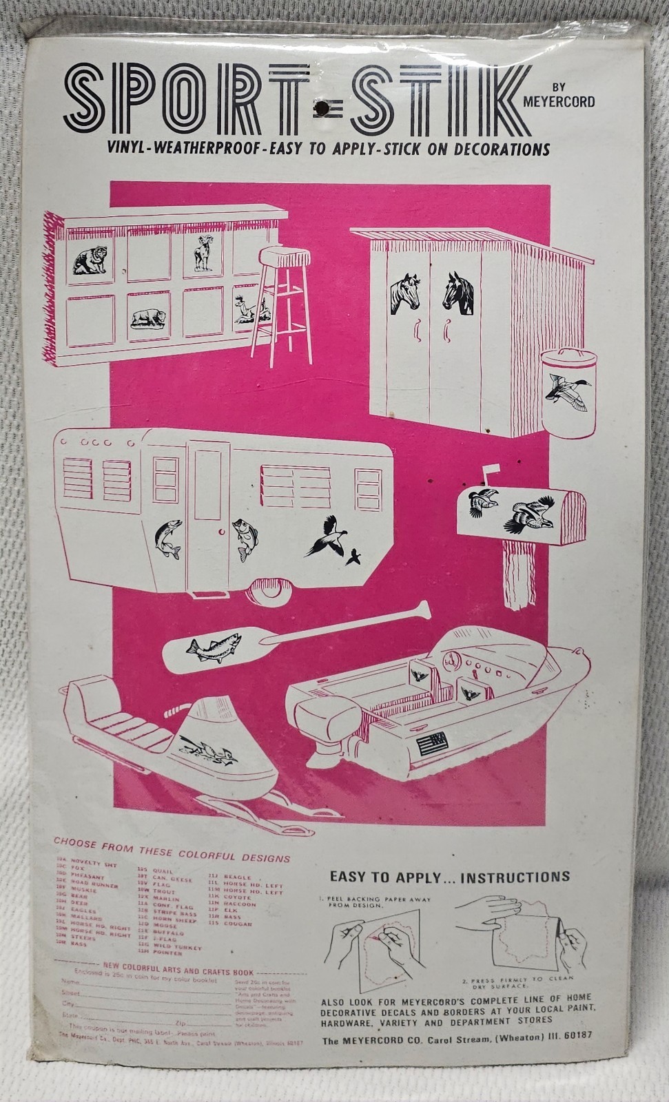 Sealed NOS Vintage Meyercord Sport-Stik Vinyl Decal Sheet 10-G Black Bear 9"×17"