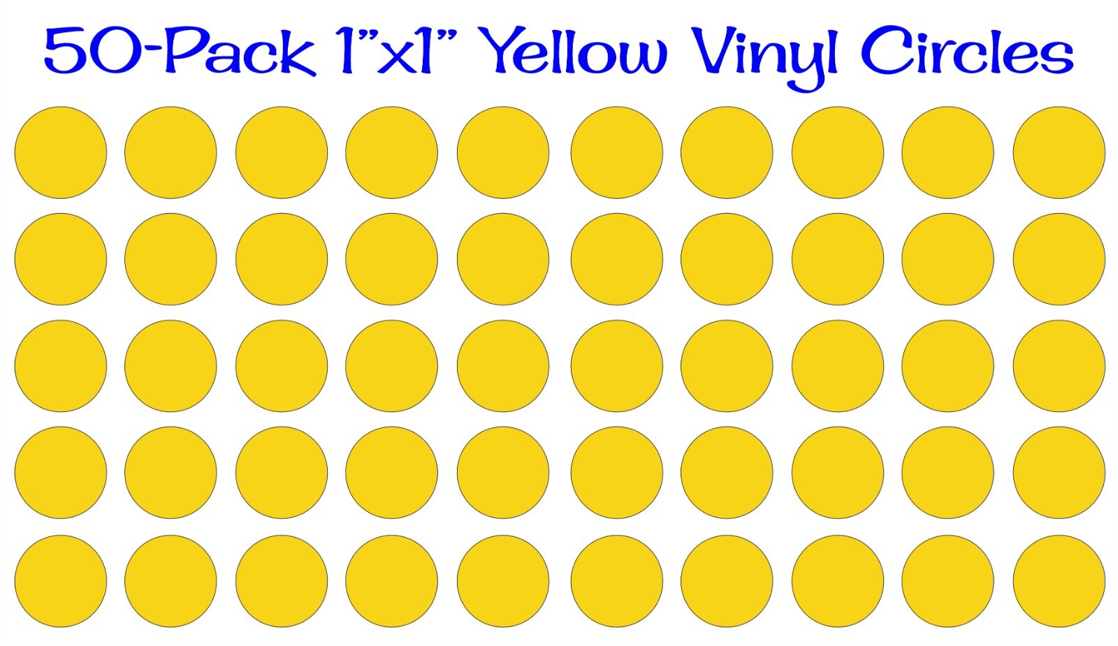 50 pack – 1"x1" Round Yellow Vinyl Stickers / Decals Circles Polka Dots Die Cut