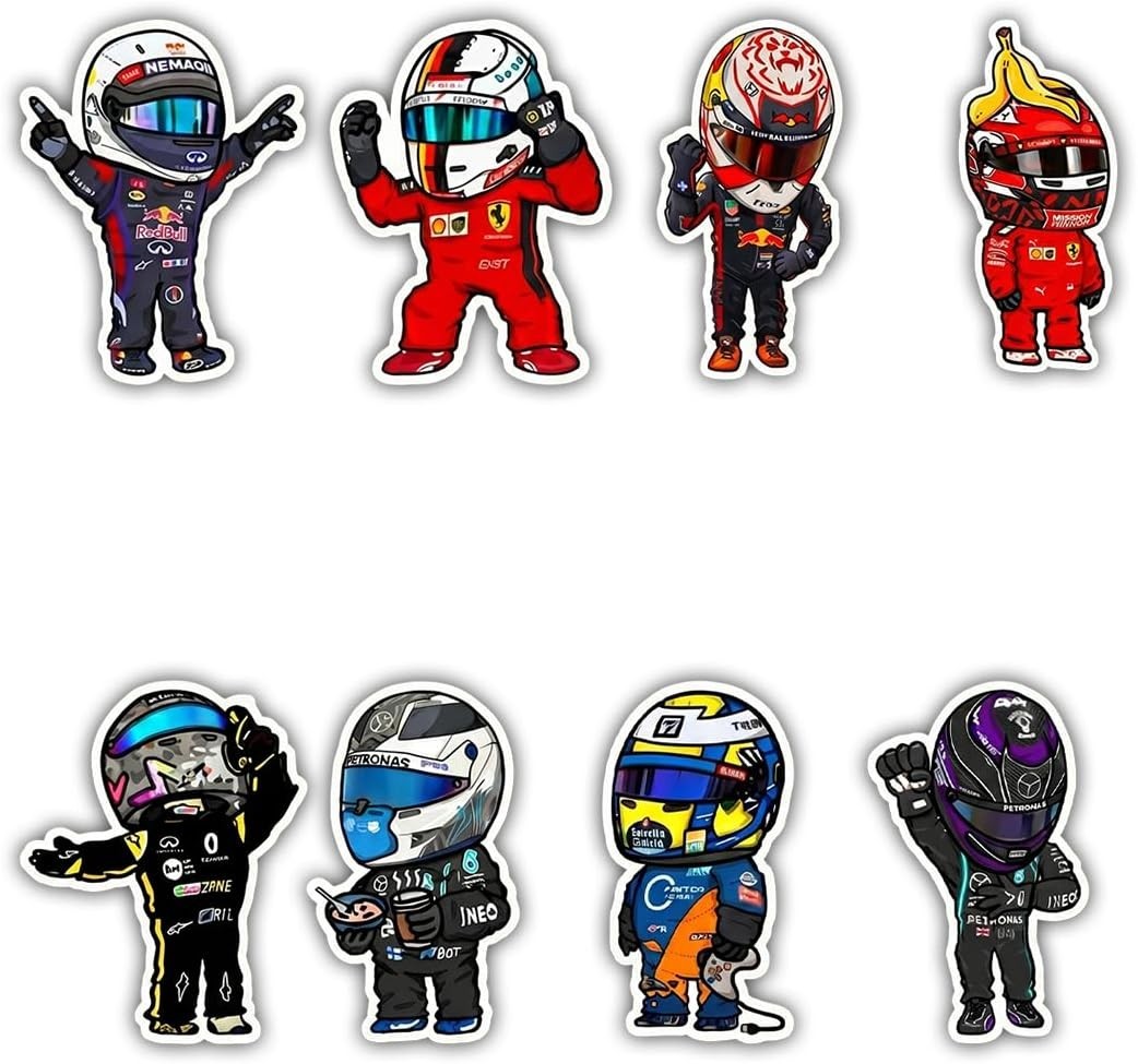 F1 Racing Drivers 2.5" x 1.5" Sticker Vinyl Decal 8-Pack