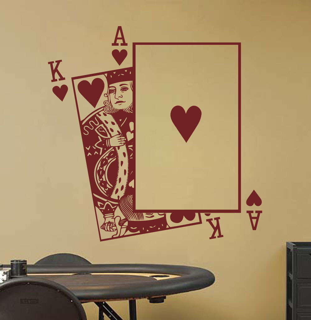 King and Ace of Hearts Playing Card Poker Blackjack Vinyl Wall Sticker Decal