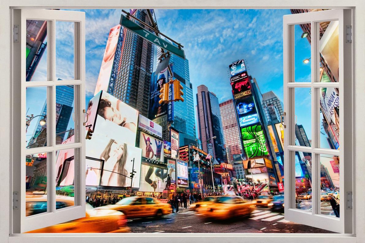 New York City 3D Window View Decal WALL STICKER Home Decor Art Mural NY 5th Ave