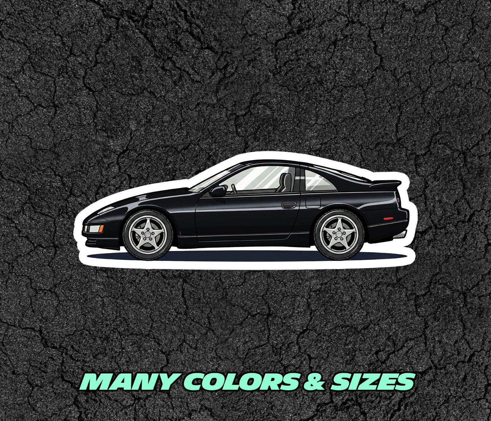 Nissan 300ZX Car Profile Sticker for Laptop, Phone Case, Book, Window, Kids etc.