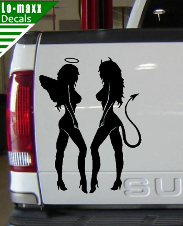 Hot Sexy Angel & Devil Girl Car Truck Boat Superior Quality Die Cut Vinyl Decal