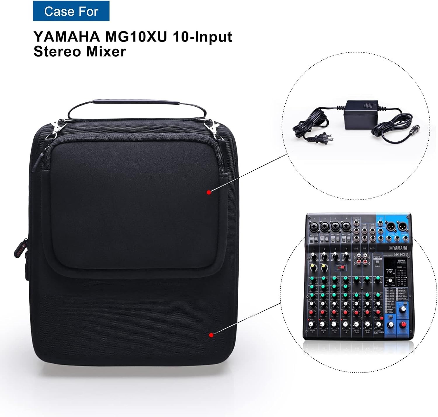 Hard Case for YAMAHA MG10XU or MG10 or MG0610-Input Stereo Mixer with Small Stor