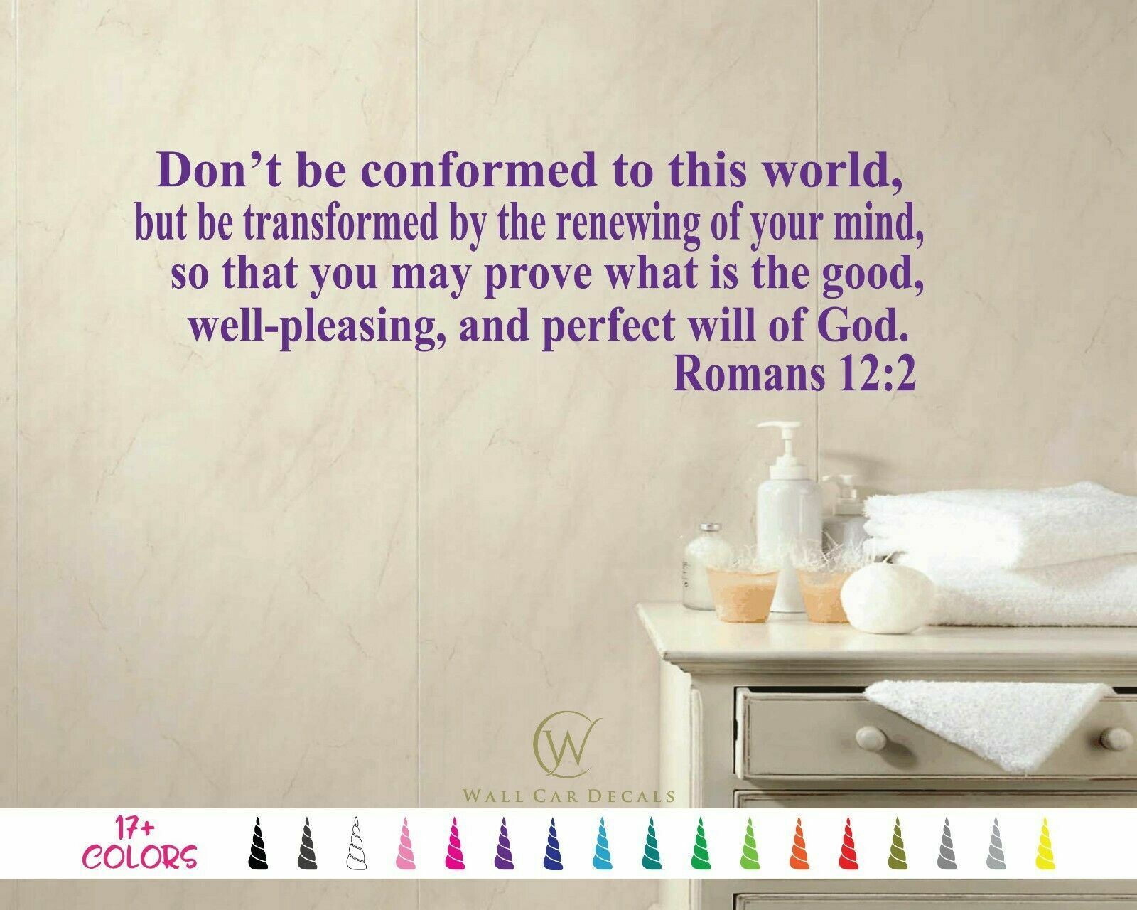 Romans 12:2 World Perfect Will of God Bible Verse Wall Quote Vinyl Decal Sticker