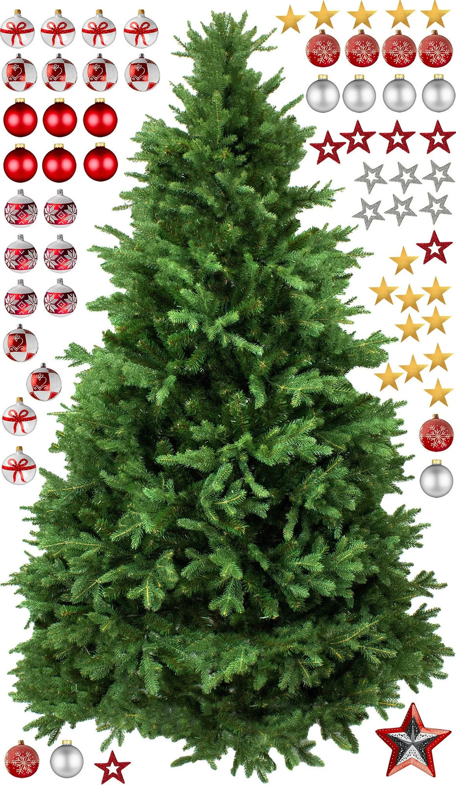 Christmas Tree Wall Vinyl Decal – Large Pine Ornaments Sticker Decoration For