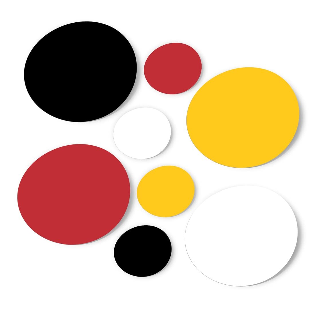 Black/Red/White/Yellow Vinyl Wall Stickers – 2 & 4 inch Circles (60 Decals)