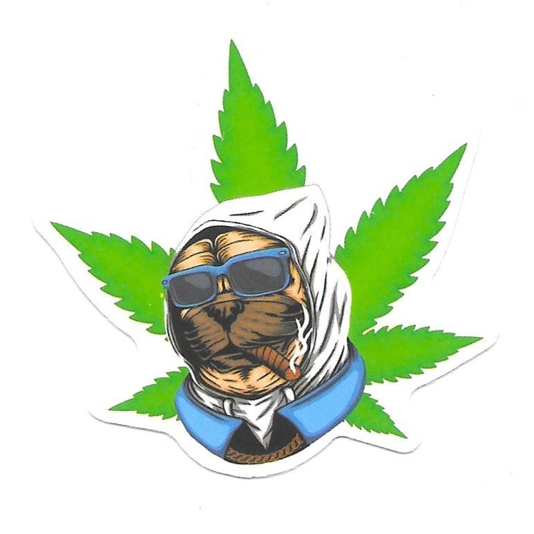 Cool Pug Smoking Weed Vinyl Sticker Dog Hoodie Decal Funny 420 Stoner Mascot