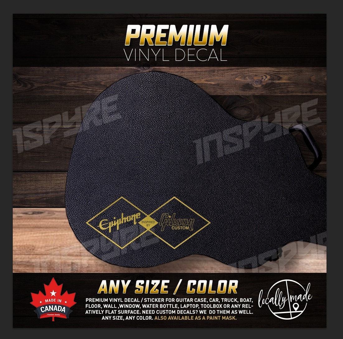 Epiphone Inspired by Gibson custom decal / sticker for guitar case, window, wall