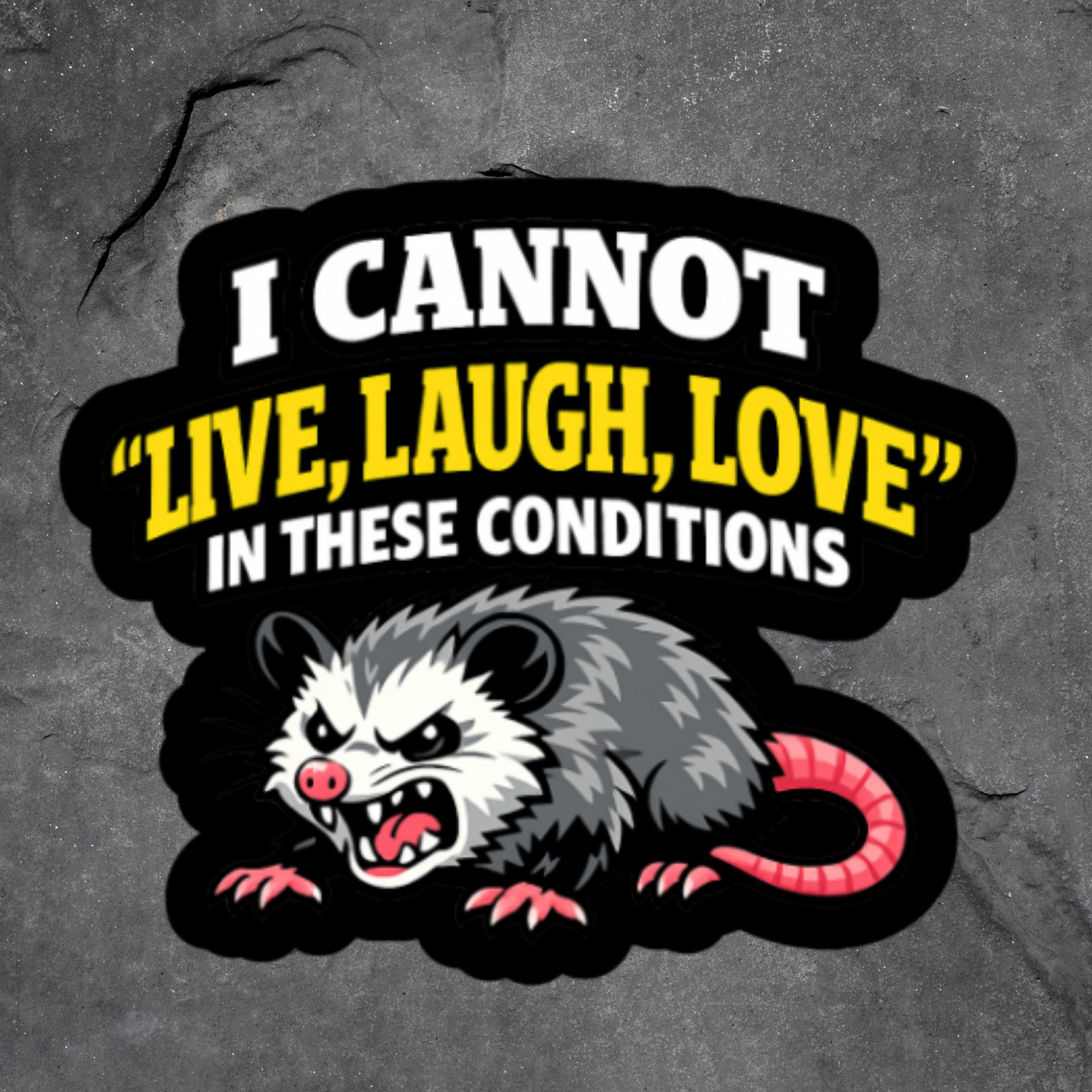 Opossum Sticker Vinyl Decal Funny Live Laugh Love Sarcastic Meme Humor